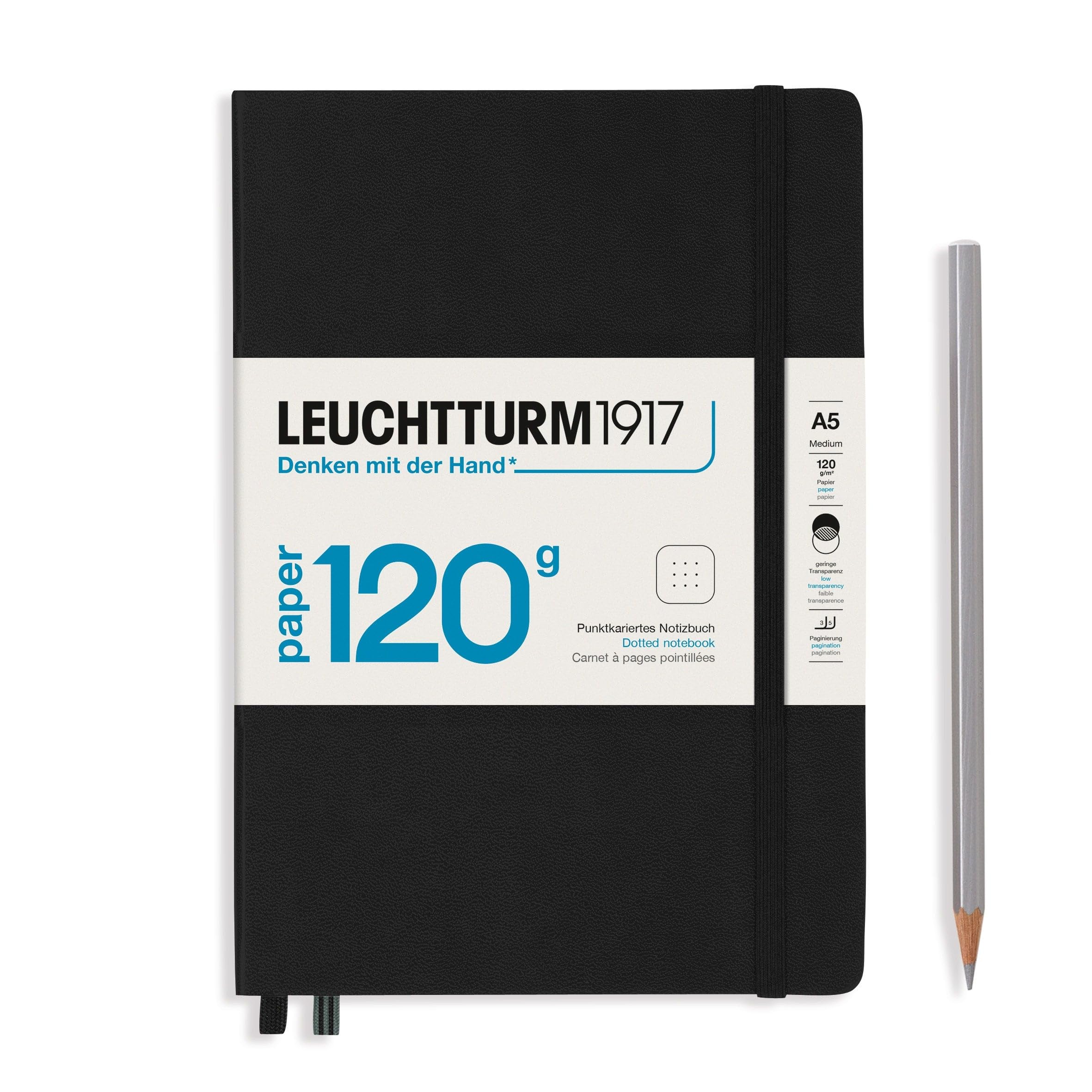 LEUCHTTURM1917 - 120G Special Edition - Medium A5 Dotted Hardcover Notebook (Black) - 203 Numbered Pages with 120gsm Paper - Image 4