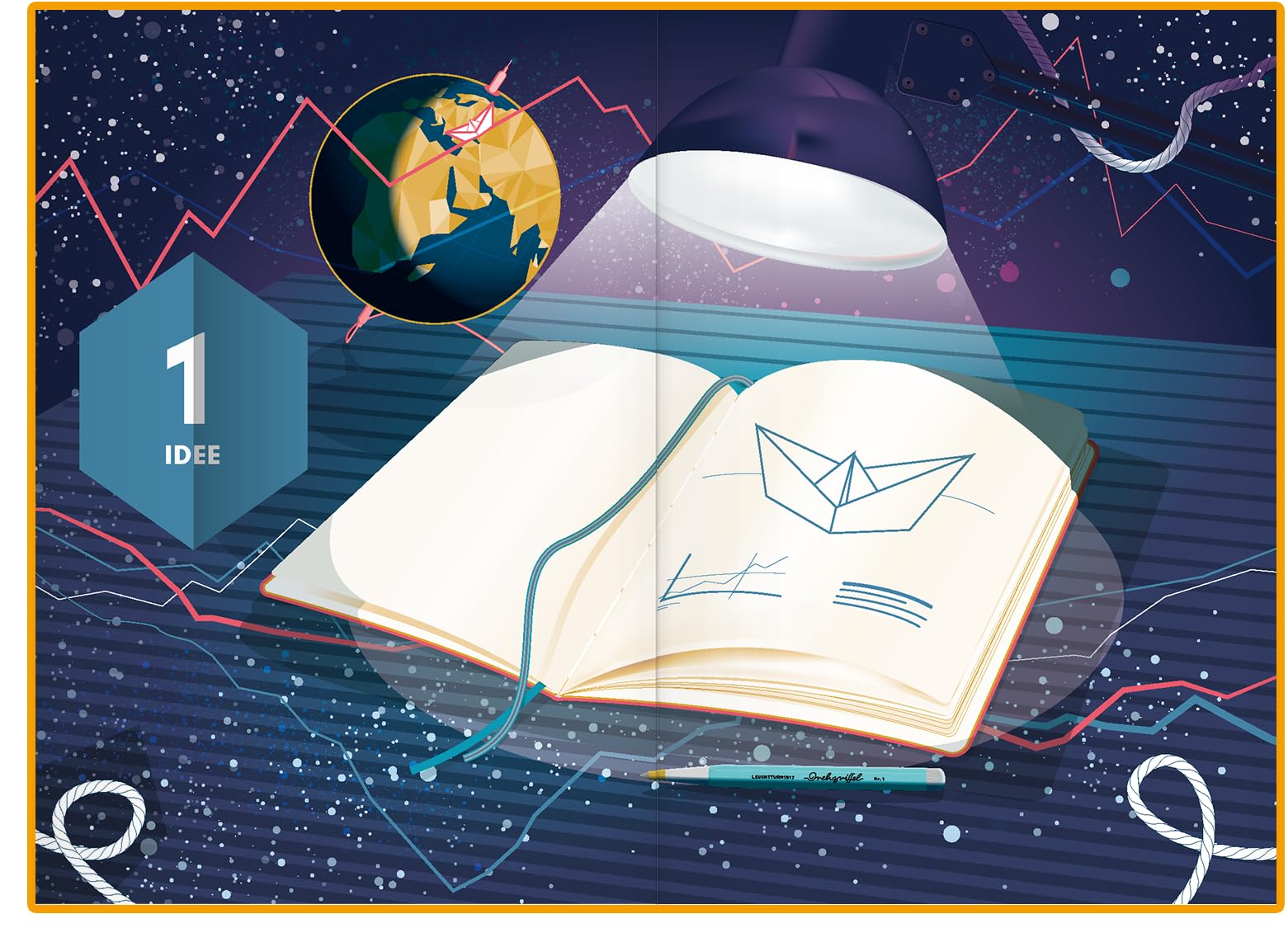 LEUCHTTURM1917 363841 Start-Up Journal, Hardcover, 294 Numbered Pages, German, Rising Sun - Image 3