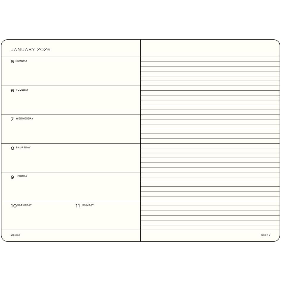 LEUCHTTURM1917 - Weekly Planner & Notebook 2026, Hardcover, Medium (A5), Ruled, Lemon (Jan 1 - Dec 31, 2026) - Image 3